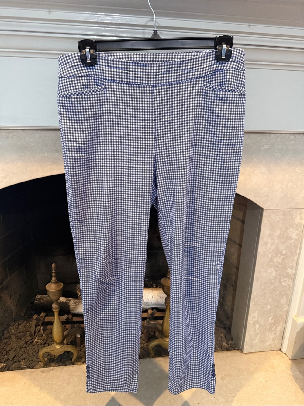 Chico's Navy and White Gingham Skinny Pants size 12